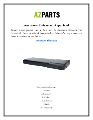 Ansmann Fietsaccu  Azparts.nl