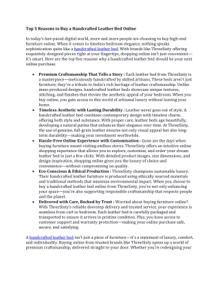 Top 5 Reasons to Buy a Handcrafted Leather Bed Online