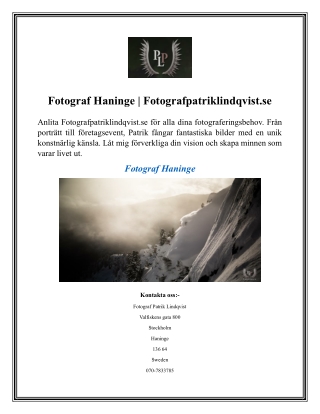 Fotograf Haninge  Fotografpatriklindqvist.se