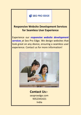 Responsive Website Development Services for Seamless User Experience