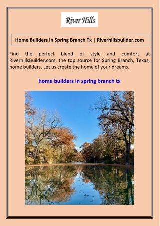 Home Builders In Spring Branch Tx Riverhillsbuilder.com