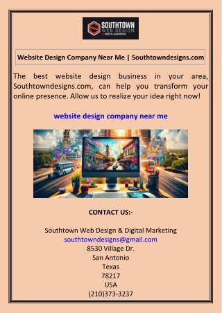 Website Design Company Near Me Southtowndesigns.com