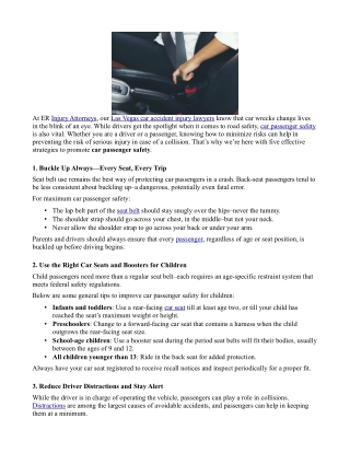 Corey Eschweiler: 5 Ways to Increase Car Passenger Safety