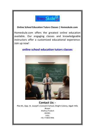 Online School Education Tutors Classes  Homeskule.com