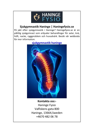 Sjukgymnastik Haninge  Haningefysio.se