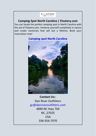 Camping Spot North Carolina | Floatery.com