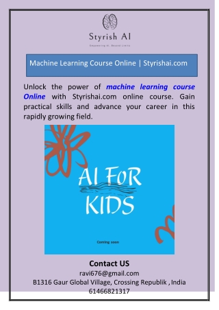 Machine Learning Course Online | Styrishai.com
