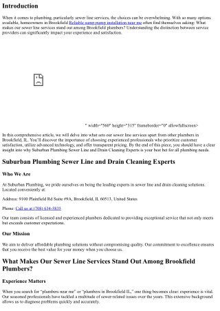 What Makes Our Sewer Line Services Stand Out Among Brookfield Plumbers?