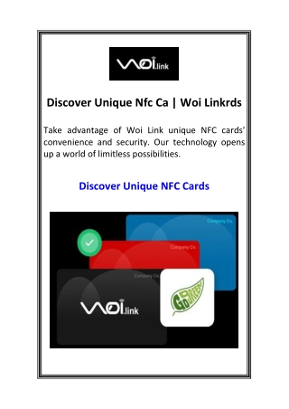 Discover Unique Nfc Ca  Woi Linkrds
