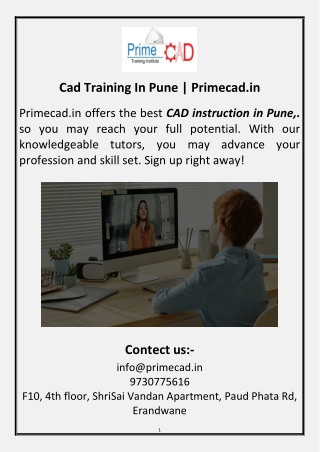 Cad Training In Pune | Primecad.in
