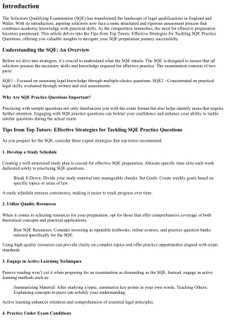 Tips from Top Tutors: Effective Strategies for Tackling SQE Practice Questions