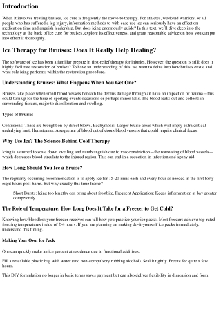 Ice Therapy for Bruises: Does It Really Help Healing?