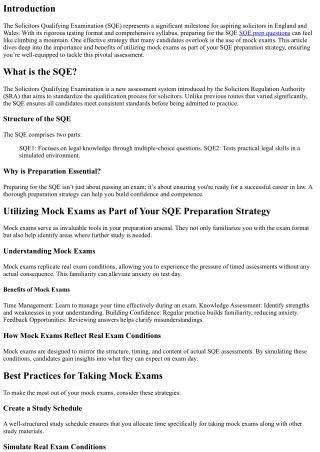 Utilizing Mock Exams as Part of Your SQE Preparation Strategy
