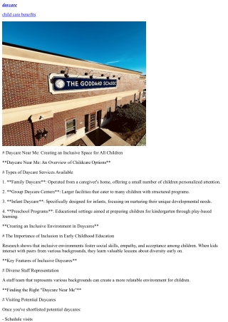 “Daycare Near Me: Creating an Inclusive Space for All Children”