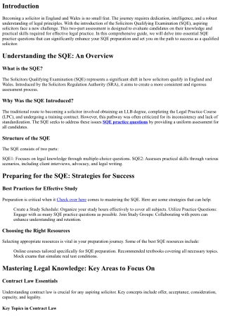 Mastering the SQE: Essential Practice Questions for Aspiring Solicitors