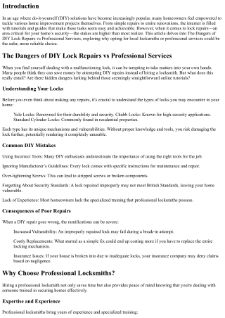 The Dangers of DIY Lock Repairs vs Professional Services