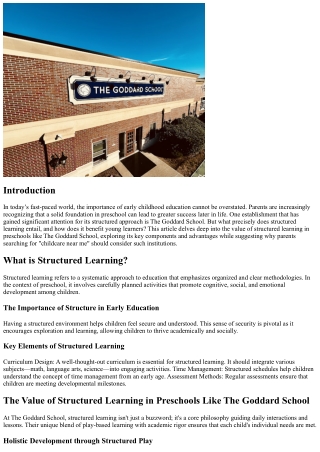 The Value of Structured Learning in Preschools Like The Goddard School