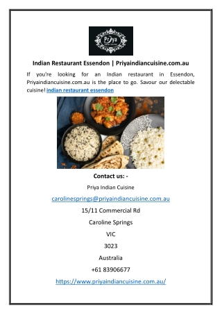 Indian Restaurant Essendon | Priyaindiancuisine.com.au
