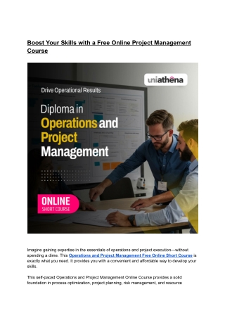 Boost Your Skills with a Free Online Project Management Course