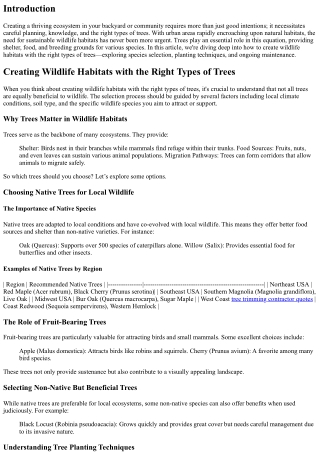 Creating Wildlife Habitats with the Right Types of Trees