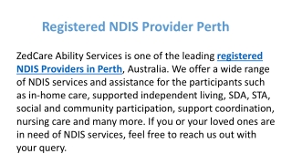 Registered NDIS Provider In Perth