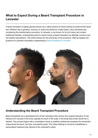 What to Expect During a Beard Transplant Procedure in Leicester