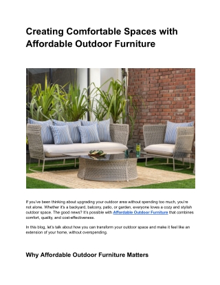 Everyday Outdoor Comfort for Less