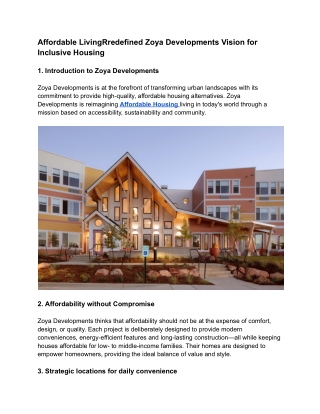 Affordable LivingRredefined Zoya Developments Vision for Inclusive Housing