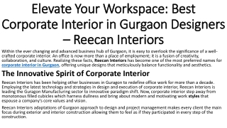 Make a Statement with Reecan Interiors – Corporate Interior in Gurgaon Experts