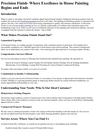 Precision Finish- Where Excellence in House Painting Begins and Ends