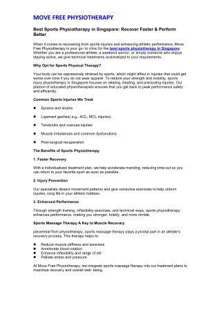 Best Sports Physiotherapy in Singapore