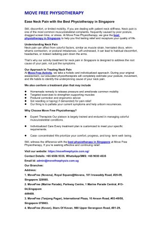 Ease Neck Pain with the Best Physiotherapy in Singapore