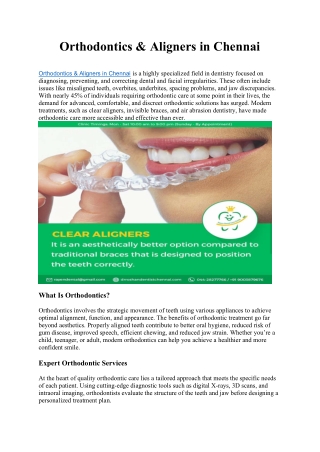 Orthodontics & Aligners in Chennai