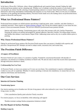 Precision Finish: Your Trusted Painting Contractor in Roseville