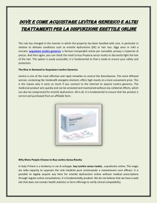 Dove e come acquistare Levitra Generico e altri trattamenti per la disfunzione erettile online (1)