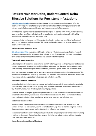 Rat Exterminator Delta, Rodent Control Delta – Effective Solutions for Persisten