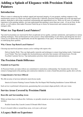 Adding a Splash of Elegance with Precision Finish Painters