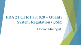 FDA 21 CFR Part 820 – Quality System PDF