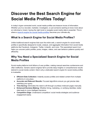 Discover the Best Search Engine for Social Media Profiles Today!