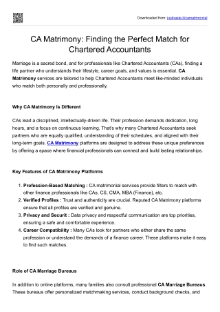CA Matrimony: Finding the Perfect Match for Chartered Accountants