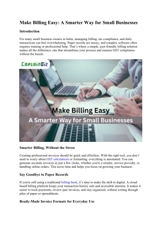 Make Billing Easy: A Smarter Way for Small Businesses