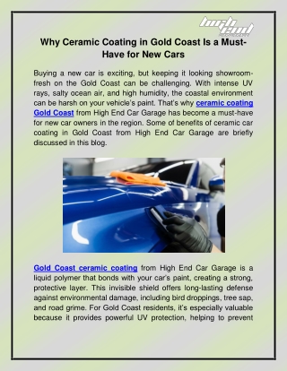 Ceramic Coating Gold Coast