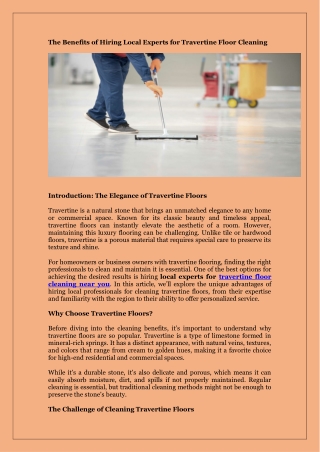The Benefits of Hiring Local Experts for Travertine Floor Cleaning