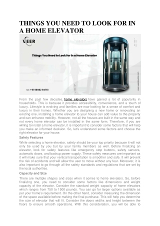 Things You Need to Look for in a Home Elevator