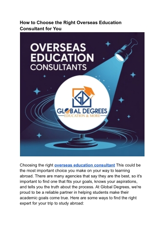 How to Choose the Right Overseas Education Consultant for You