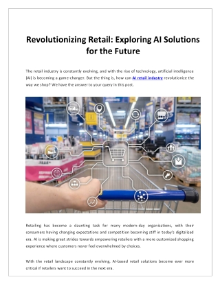 Smart Retail: The Role of AI in the Next Retail Revolution