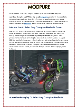 Download Hack Asian Drag Champion Mod APK (Full Cars, Unlimited Money) v1.0.7