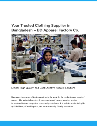 Clothing Supplier in Bangladesh – BD Apparel Factory Co.