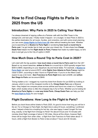 How to Find Cheap Flights to Paris in 2025 from the US