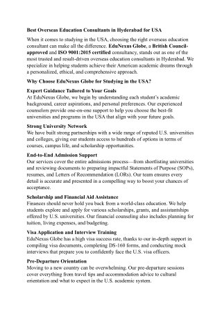 Best Overseas Education Consultants in Hyderabad for USA